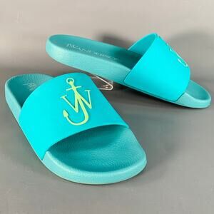 J.W.ANDERSON Size 9 Blue Green Anchor Logo Acetate Pool Slide Sandals